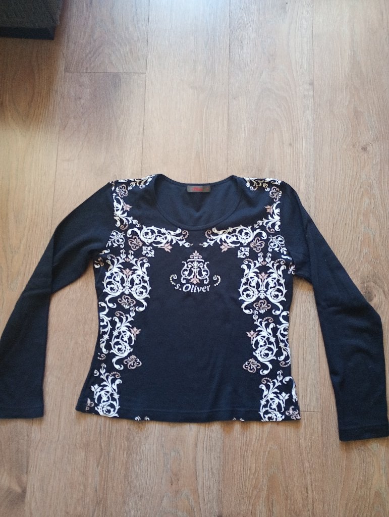 Mooie zwarte longsleeve mt 36 S' Oliver, Zwart, Ophalen of Verzenden, Zo goed als nieuw, Lange mouw