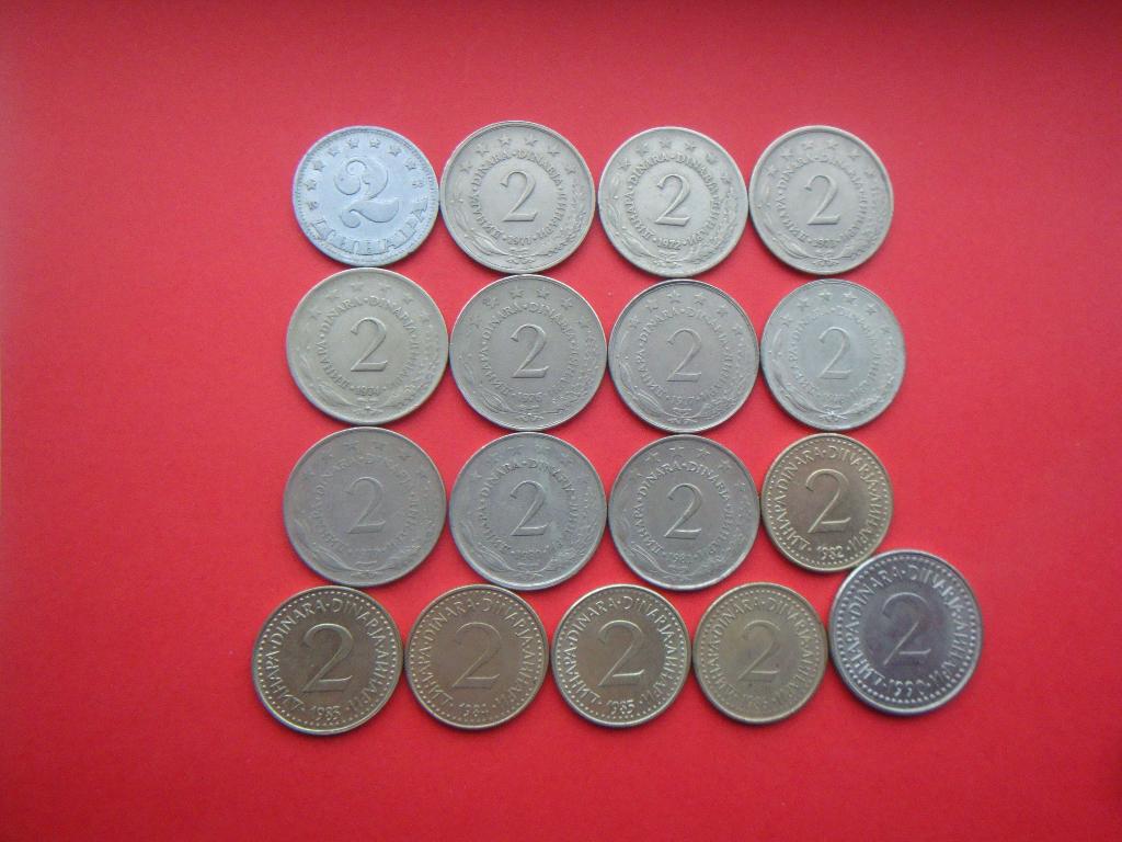 Joegoslavië setje munten 2 Dinar 1953 / 1990., Verzenden, Joegoslavië, Setje