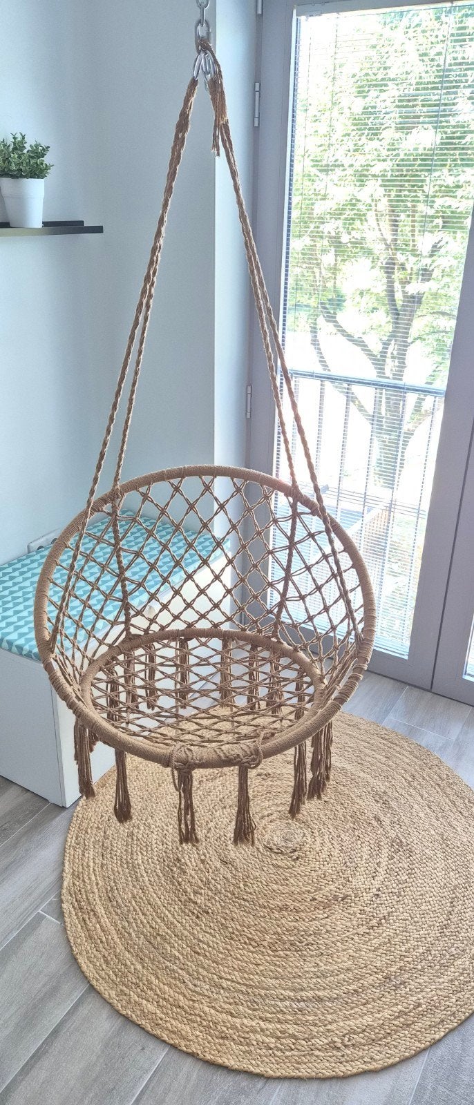 Stijlvolle Macramé Hangstoel - Perfect voor Binnen/Buiten, Ophalen