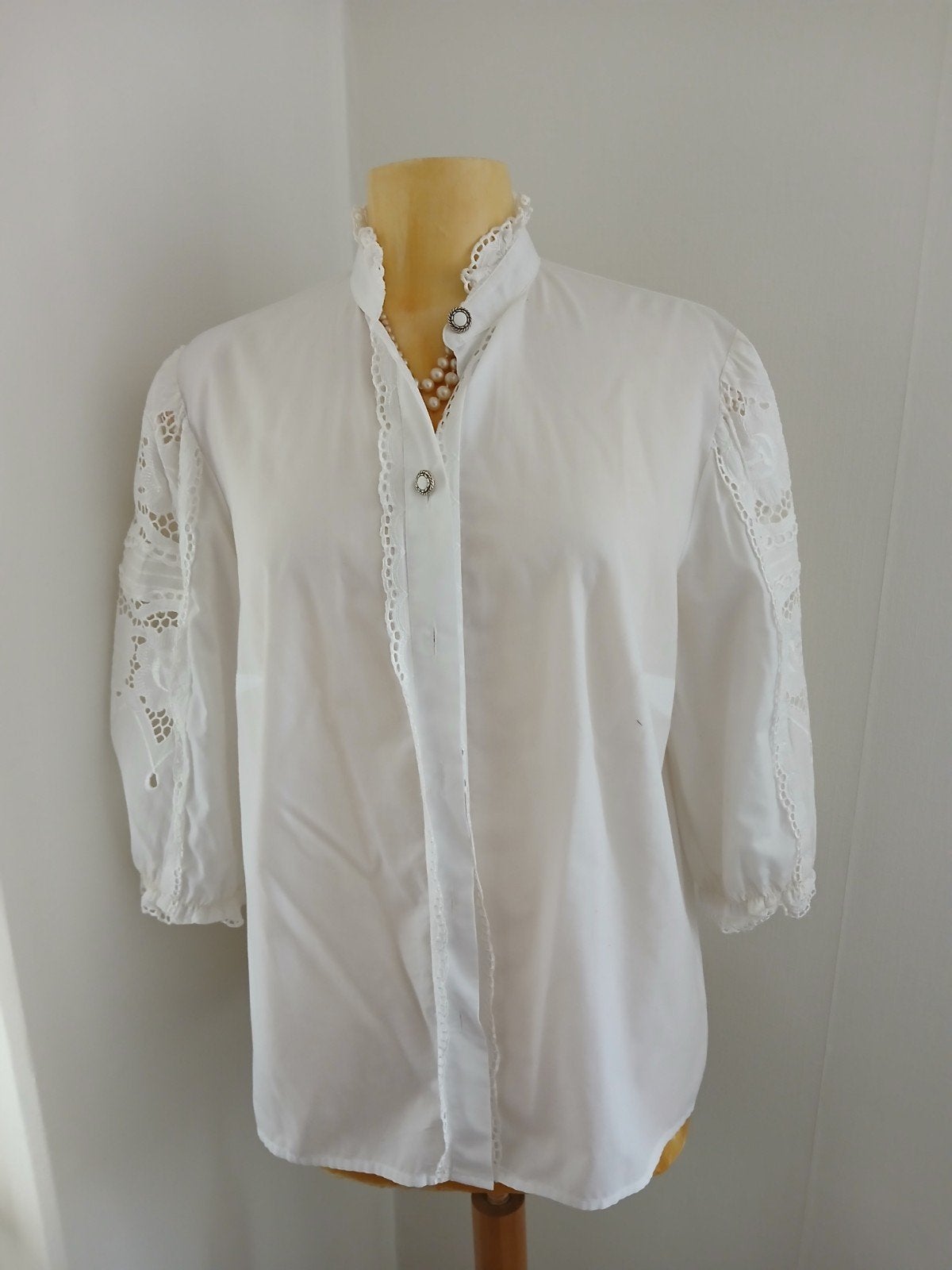leuke witte blouse net kant mt 42, Verzenden, Nieuw, Maat 42/44 (L), Wit