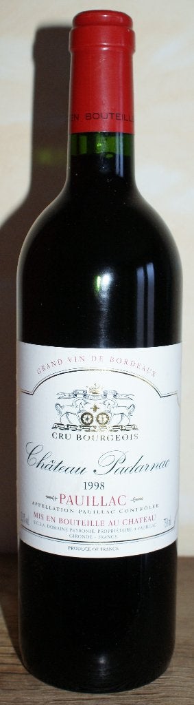 Bordeaux Pauillac rood Château Padarnac 75cl 1998 Cru Bourg., Frankrijk, Nieuw, Ophalen of Verzenden, Rode wijn