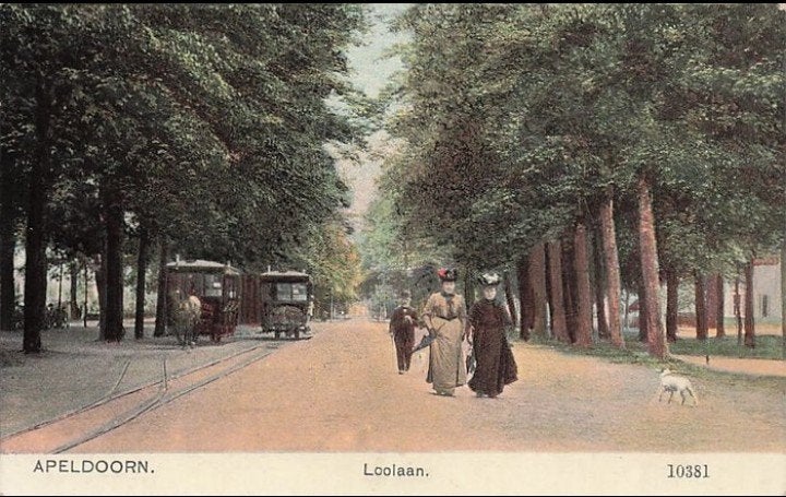 Apeldoorn Loolaan 2 Paardentrams volk + hondje, Verzamelen, Verzenden, Voor 1920, Ongelopen, Gelderland