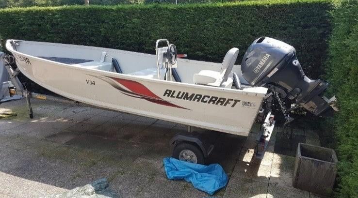 Alumacraft v14 + 40 PK Yamaha + Boottrailer - Complete set, Ophalen, Gebruikt