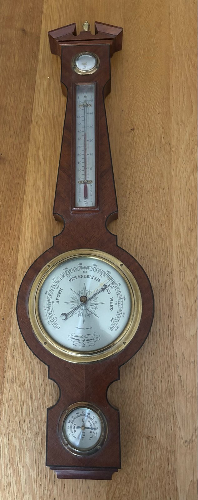 Antieke Barometer met Thermometer en Hygrometer, Ophalen, Gebruikt, Barometer