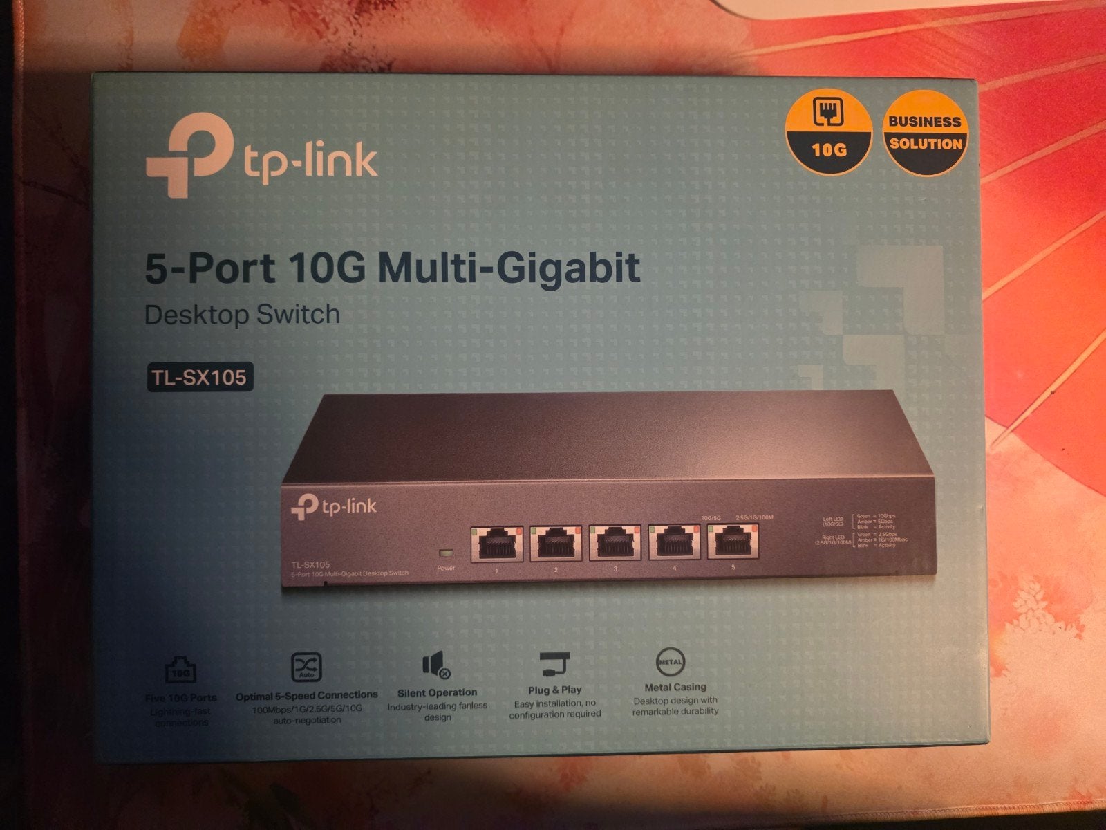 TP-Link TL-SX105 5-Poorts 10G Multi-Gigabit Desktop Switch, Computers en Software, Netwerk switches, Ophalen, Zo goed als nieuw