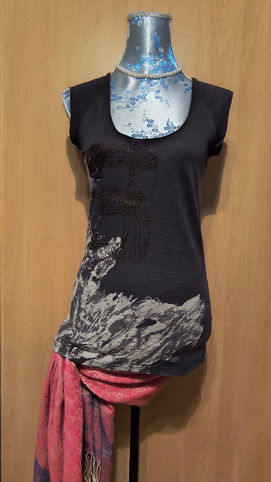 Diesel top met korte mouwen en print - Maat S/M, Ophalen of Verzenden, Diesel, Korte mouw, Maat 36 (S)