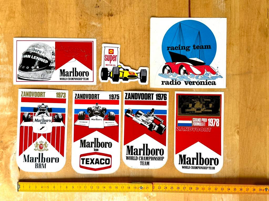 Vintage Formule 1 stickers Zandvoort Marlboro Shell, Verzamelen, Ophalen, Zo goed als nieuw, Formule 1