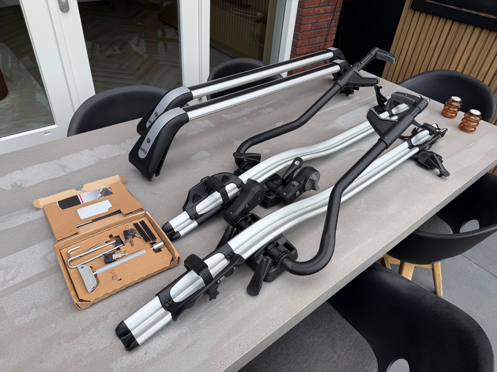 Originele Mini Cooper dakdragers en fietsendragers, Auto diversen, Dakdragers, Ophalen, Zo goed als nieuw