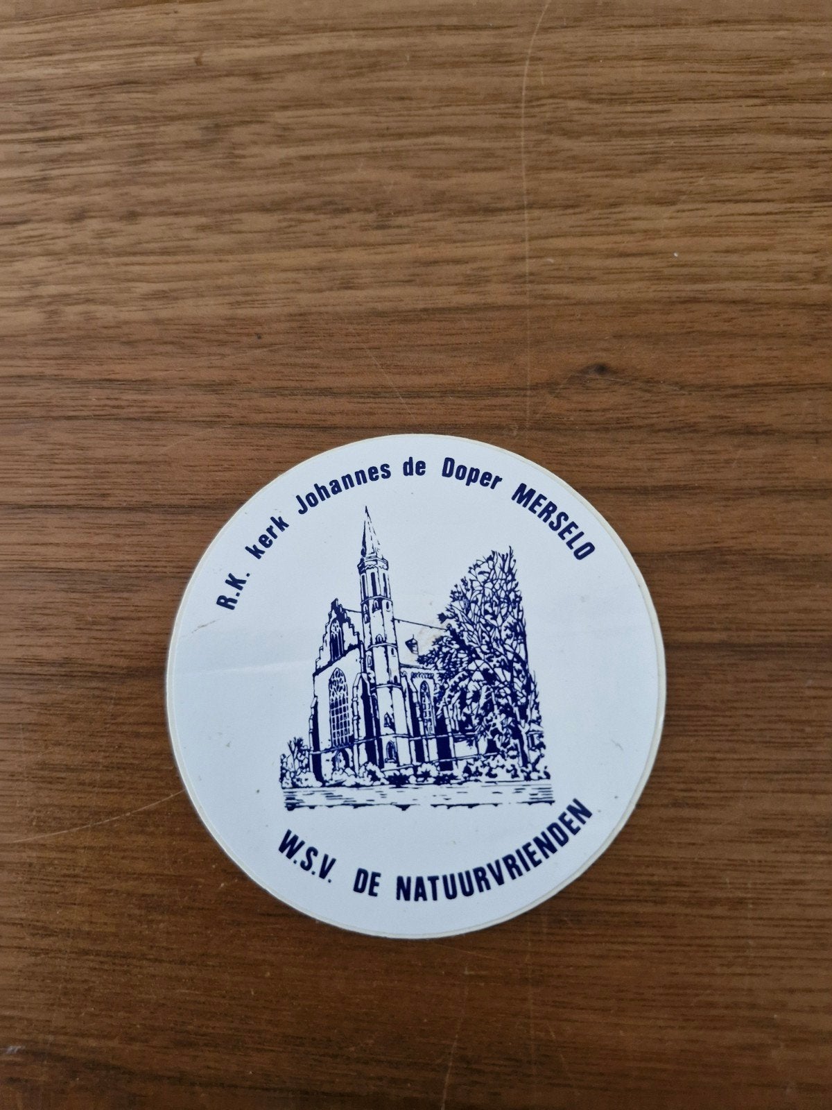 9277 Vintage Sticker R.K. Kerk Johannes de Doper Merselo, Verzamelen, Ophalen of Verzenden, Gebruikt, Overige typen