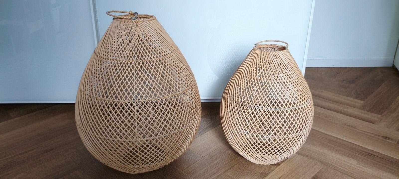 Rotan lampenkappen. Zo goed als nieuw, Bruin, Zo goed als nieuw, 55 cm, Ovaal
