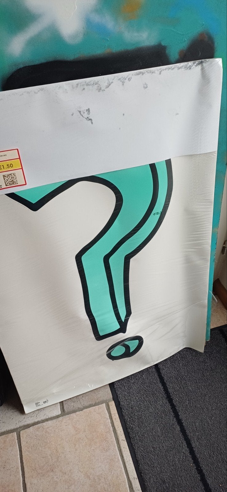 muursticker "?", Ophalen