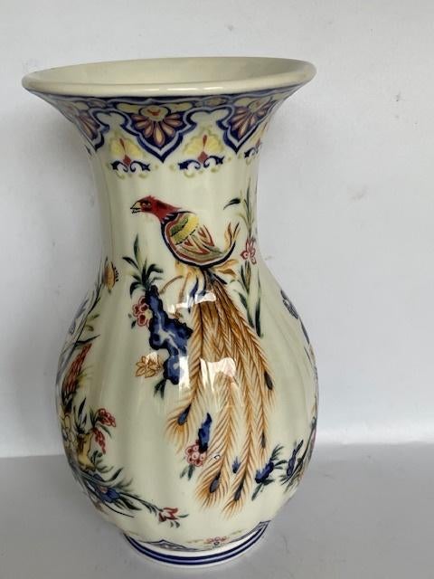 Antieke vaas Ceramiche Artistiche Italy. Porselein. Pauw., Antiek en Kunst, Antiek | Vazen, Ophalen