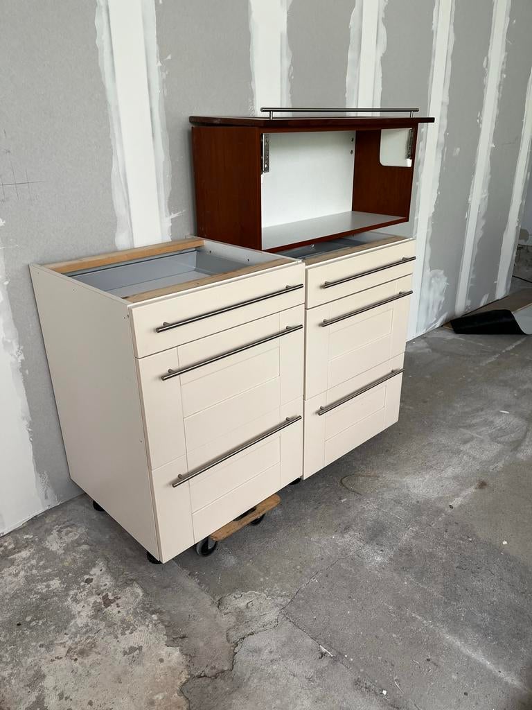 Keukenlades en bovenkastje - gebruikt, Ophalen, Gebruikt, 25 tot 50 cm, Crème