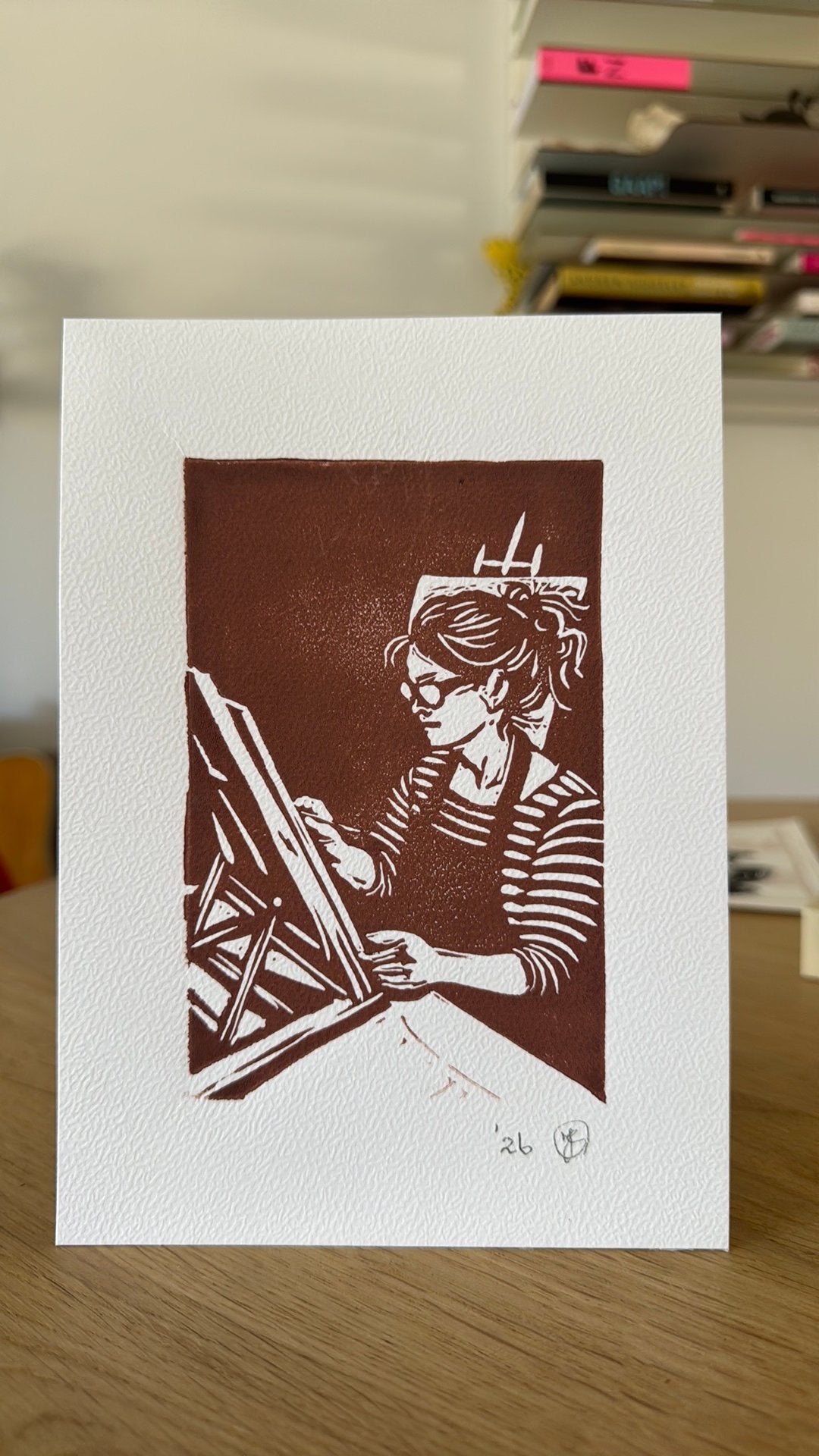 Lino afdruk schilderen, Ophalen of Verzenden