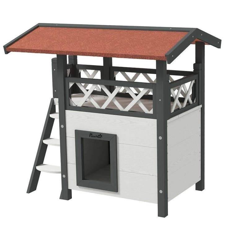 Kattenhuis, Kattenren, Voor buiten, Wit, Ophalen of Verzenden, Nieuw