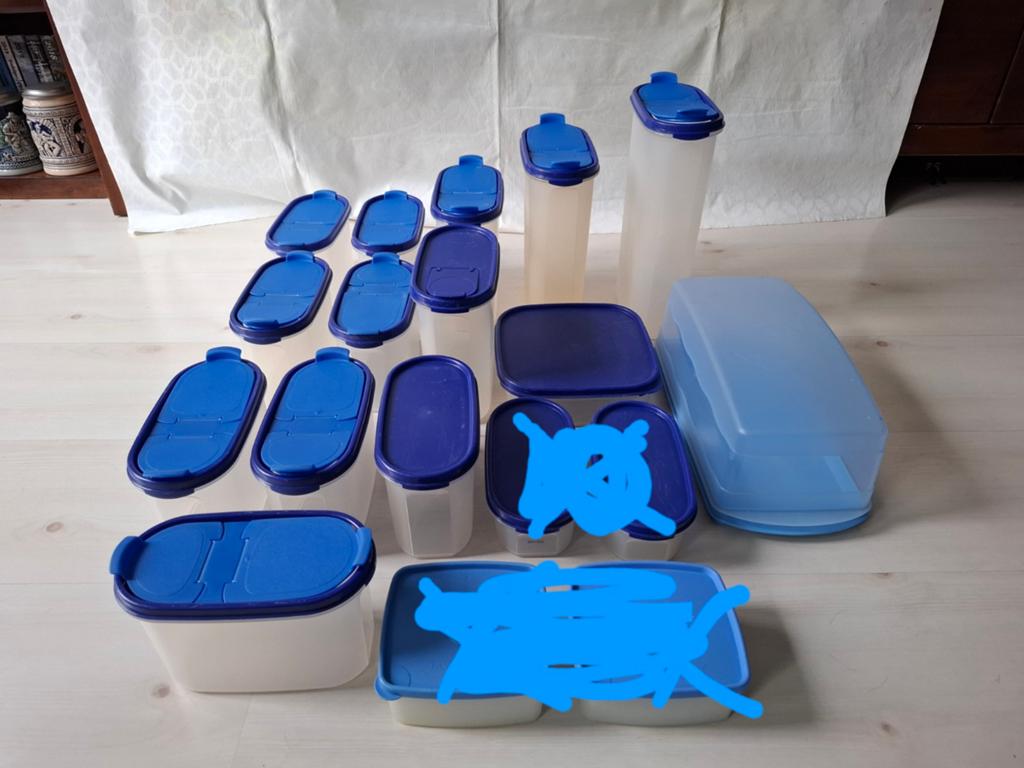 Diverse Tupperware, Huis en Inrichting, Keuken | Tupperware, Zo goed als nieuw, Bus of Trommel, Blauw, Wit, Ophalen of Verzenden