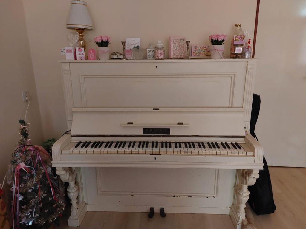 Antieke piano, wit, van G.J. Rahr & Co, Ophalen, Gebruikt, Wit, Piano