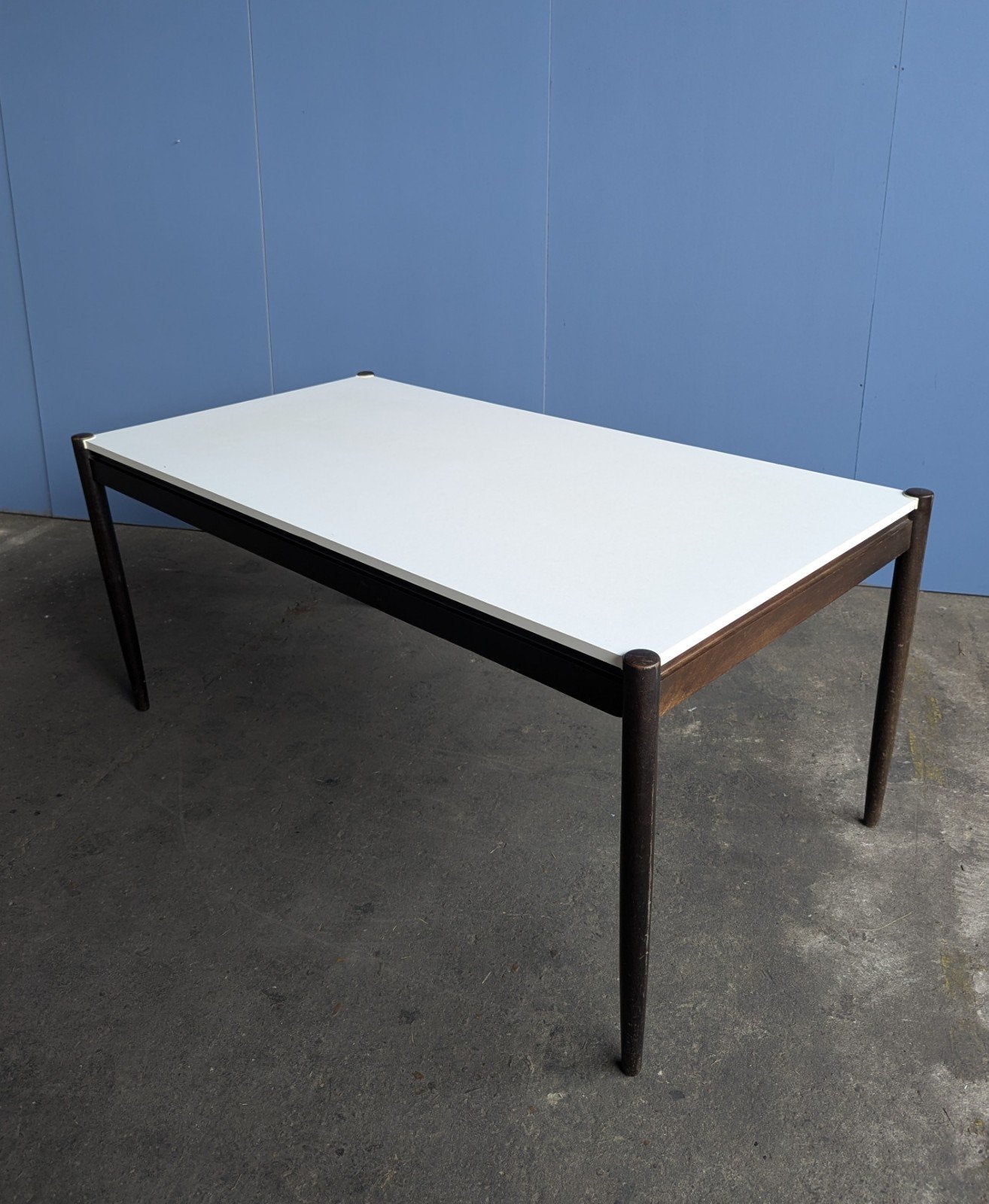 Vintage witte formica eettafel Pastoe, Ophalen, Gebruikt, 100 tot 150 cm, 50 tot 100 cm