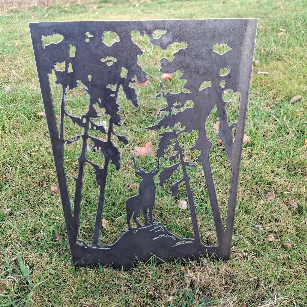 Hert in het bos Cortenstaal Frame / Wanddecoratie, Ophalen of Verzenden, Nieuw
