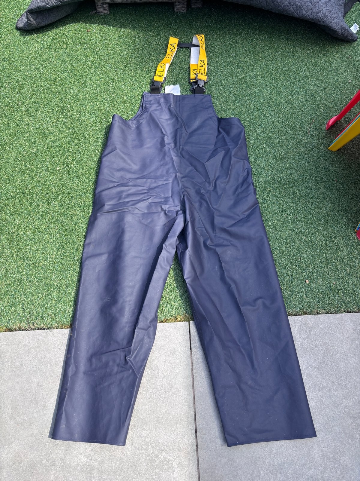 Elka Regenbroek met bretels - Maat M waterbestendig overall, Ophalen of Verzenden, Gebruikt, Regenbroek, Heren