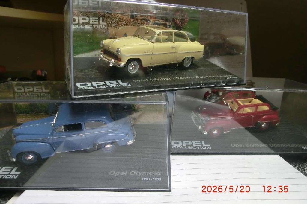 3x Opel Olympia Eaglemoss 1:43, Hobby en Vrije tijd, Modelauto's | 1:43, Ophalen of Verzenden, Nieuw, Auto, Overige merken