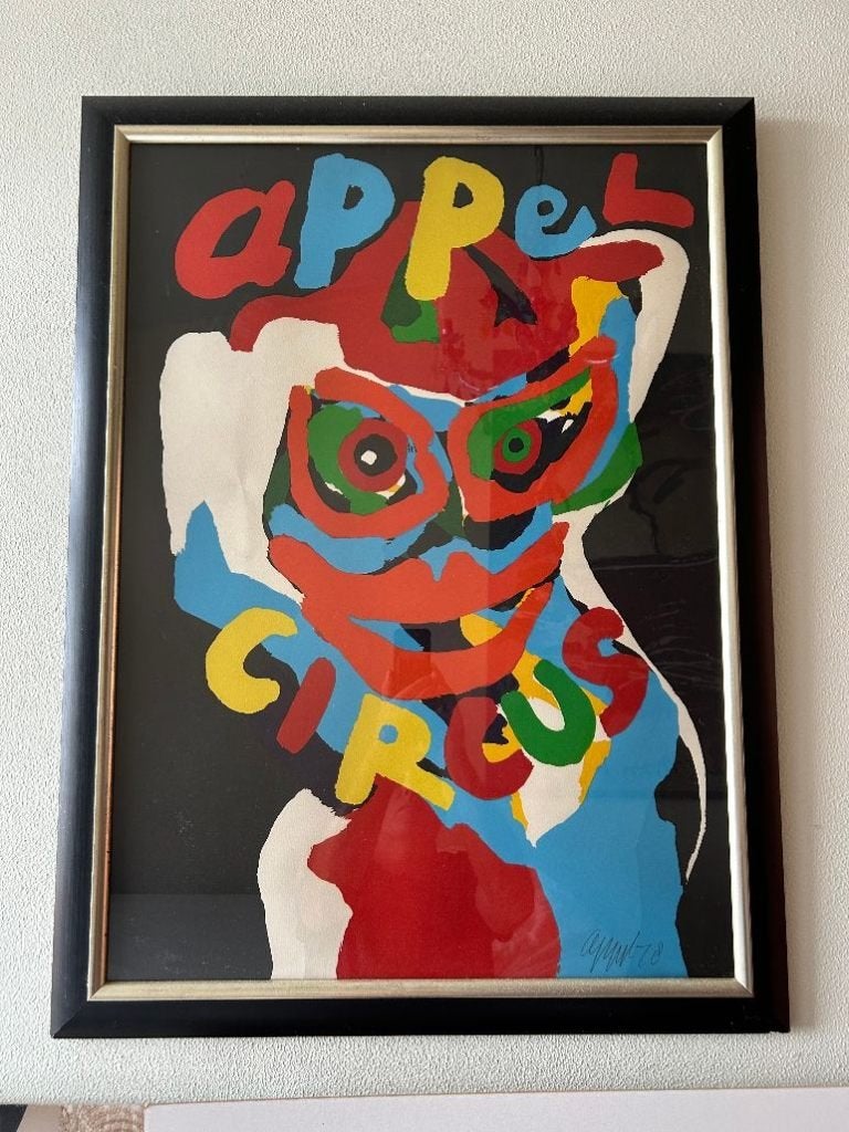 Litho "Circus" van Karel Appel met Clown, Ingelijst, Ophalen, Personages en Fantasiefiguren, Lithografie