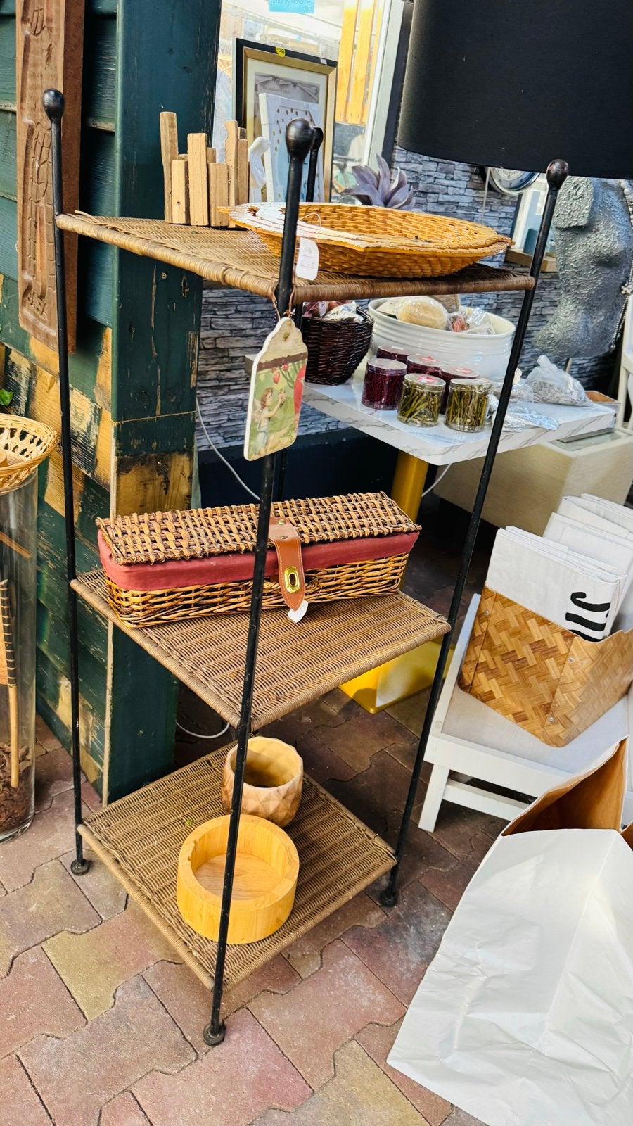 Vintage Rotan en Metaal Rek - Decoratief en Functioneel, Ophalen of Verzenden