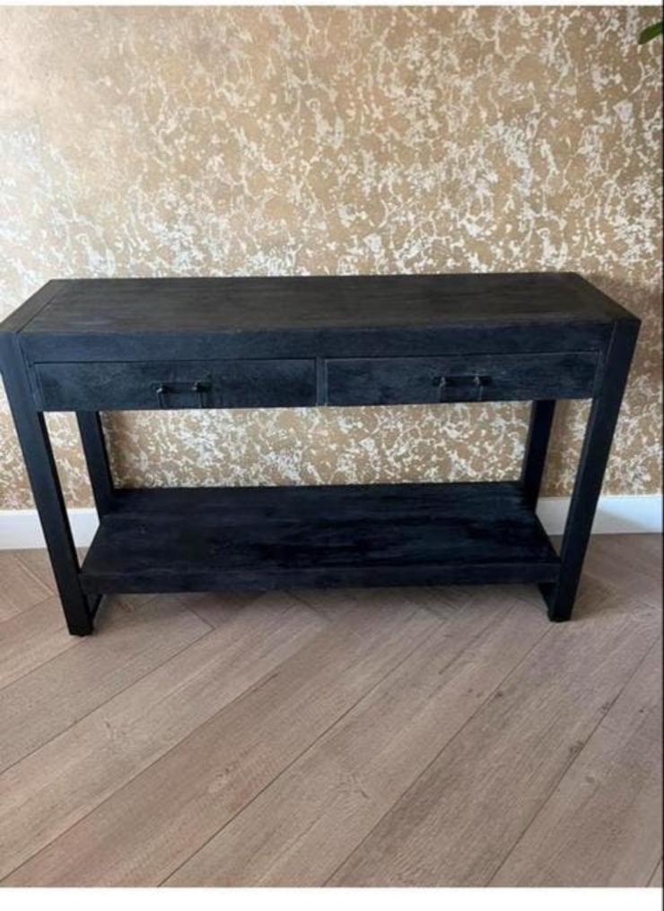 Sidetable mango hout zwart, 100 tot 150 cm, Zo goed als nieuw, Industrieel, Ophalen