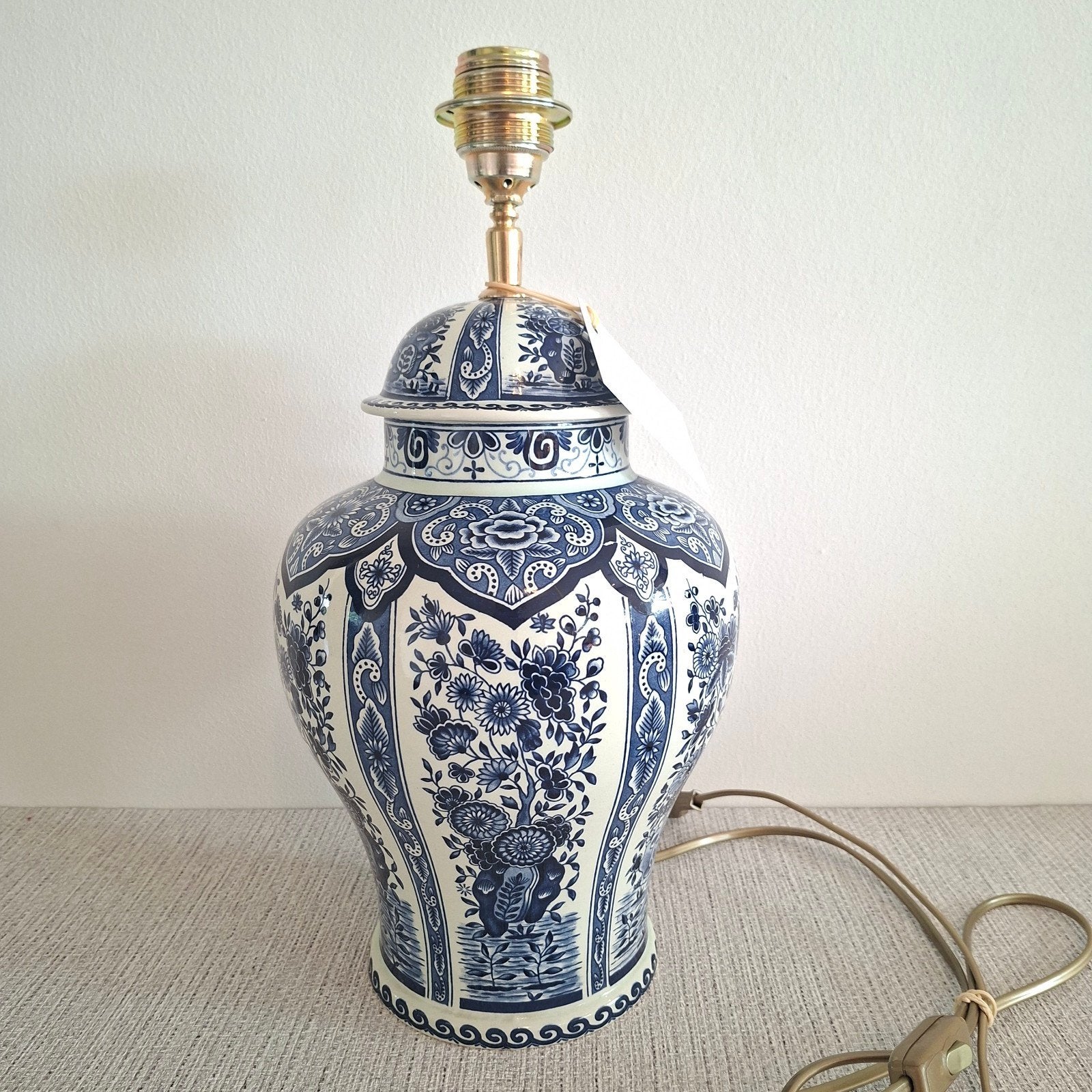 Handgemaakte lampenvoet van vintage Delftsblauwe dekselvaas, Huis en Inrichting, Ophalen of Verzenden, Vintage