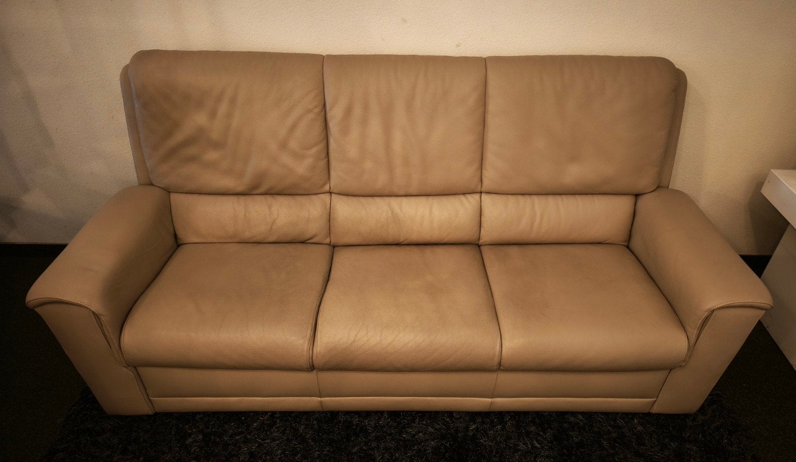 Zeer net comfortabel lederen bankstel - 3-zits, Huis en Inrichting, Gebruikt, Driepersoons, Ophalen of Verzenden, Rechte bank