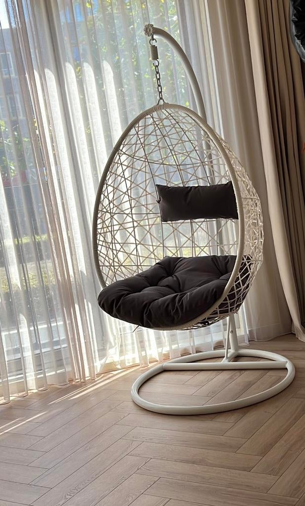 Hangstoel swing met standaard - wit - ø104x200 cm, Huis en Inrichting, Stoelen, Ophalen, Wit, Zo goed als nieuw, Metaal