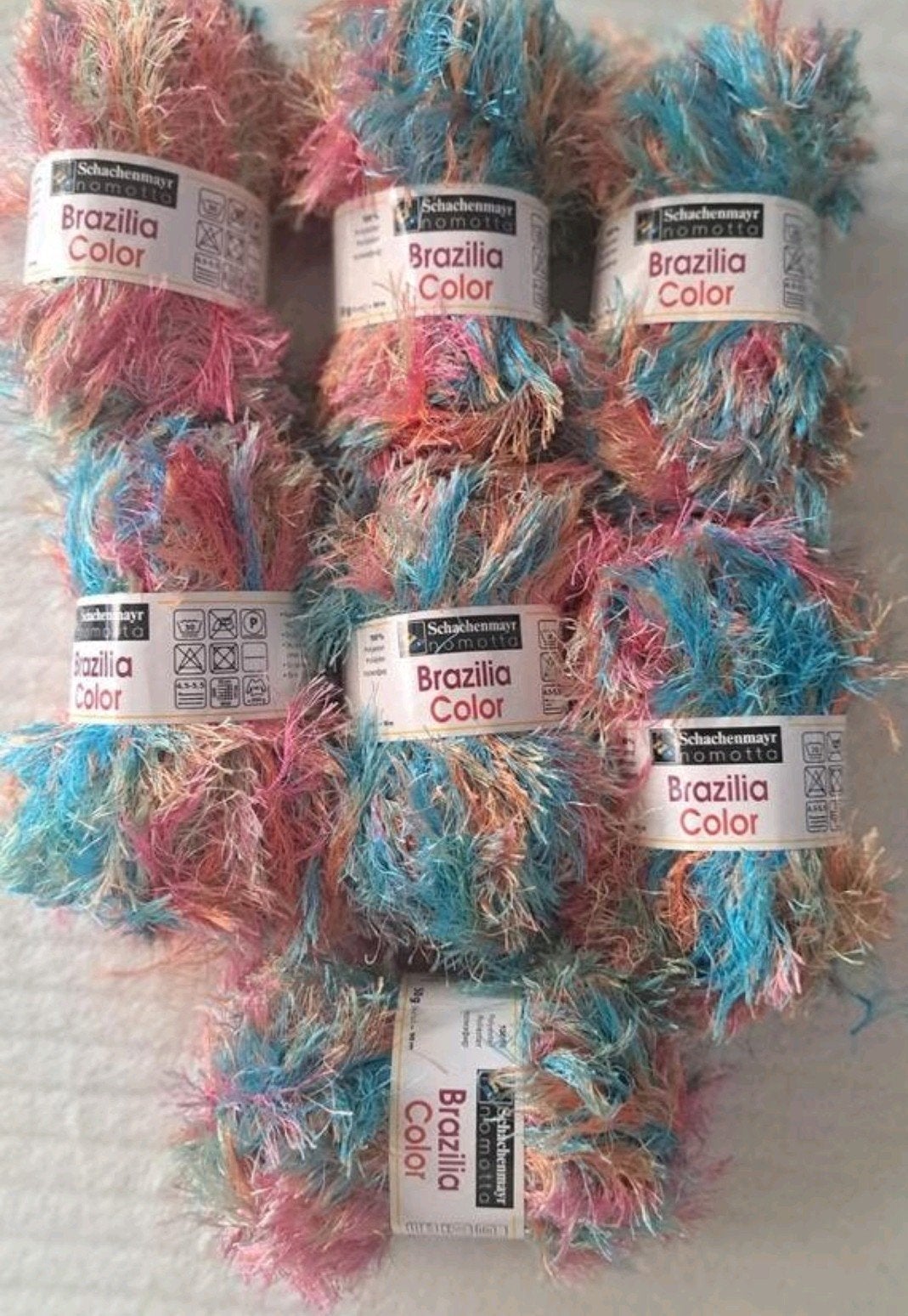 Schachenmayr Brasilia Colour - 7 bollen harig garen, Ophalen of Verzenden, Nieuw, Breien of Haken, Wol of Garen