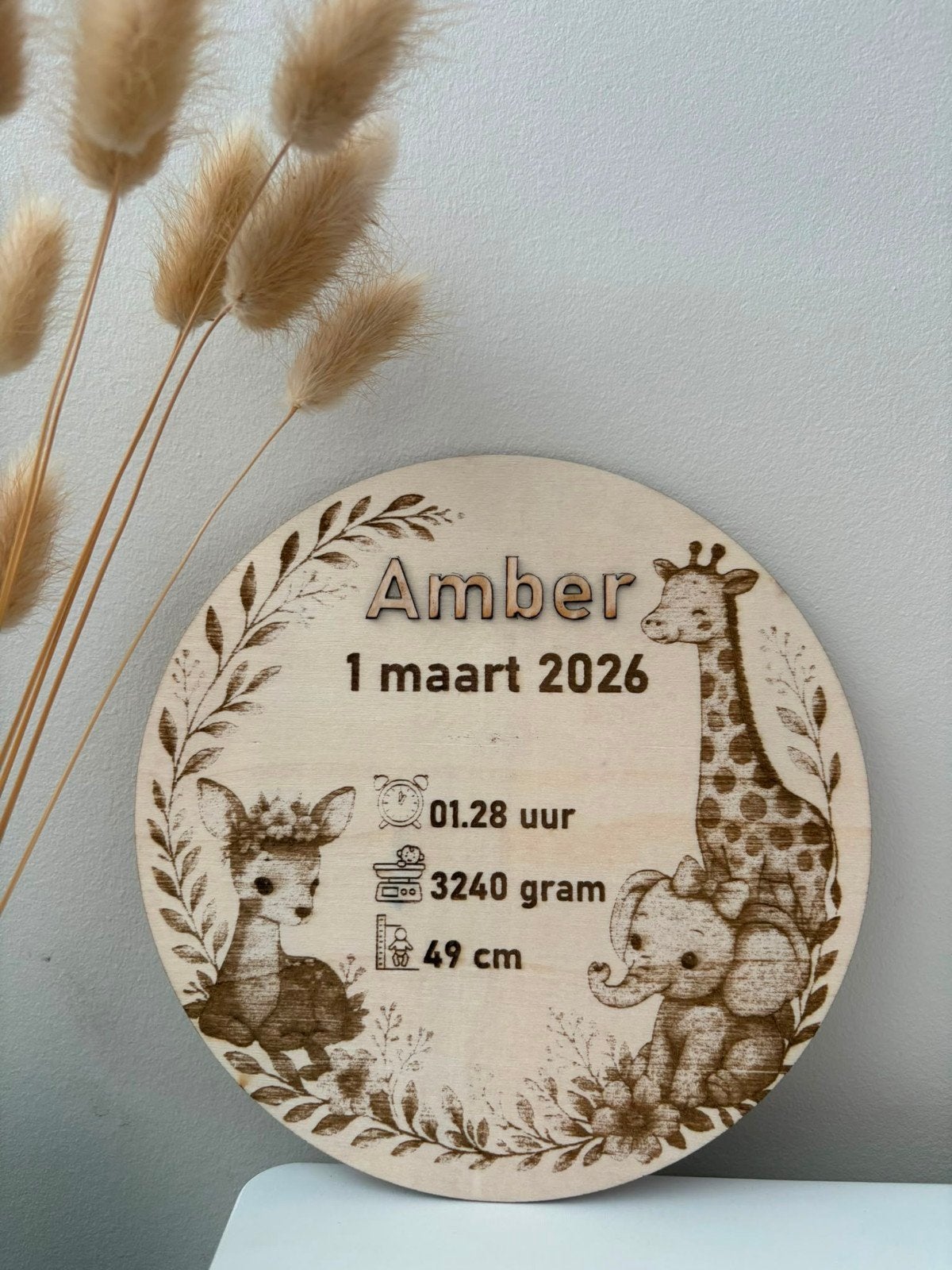 Gepersonaliseerd Geboortebord Hout - Kraamcadeau, Ophalen of Verzenden, Nieuw, Geboortebord