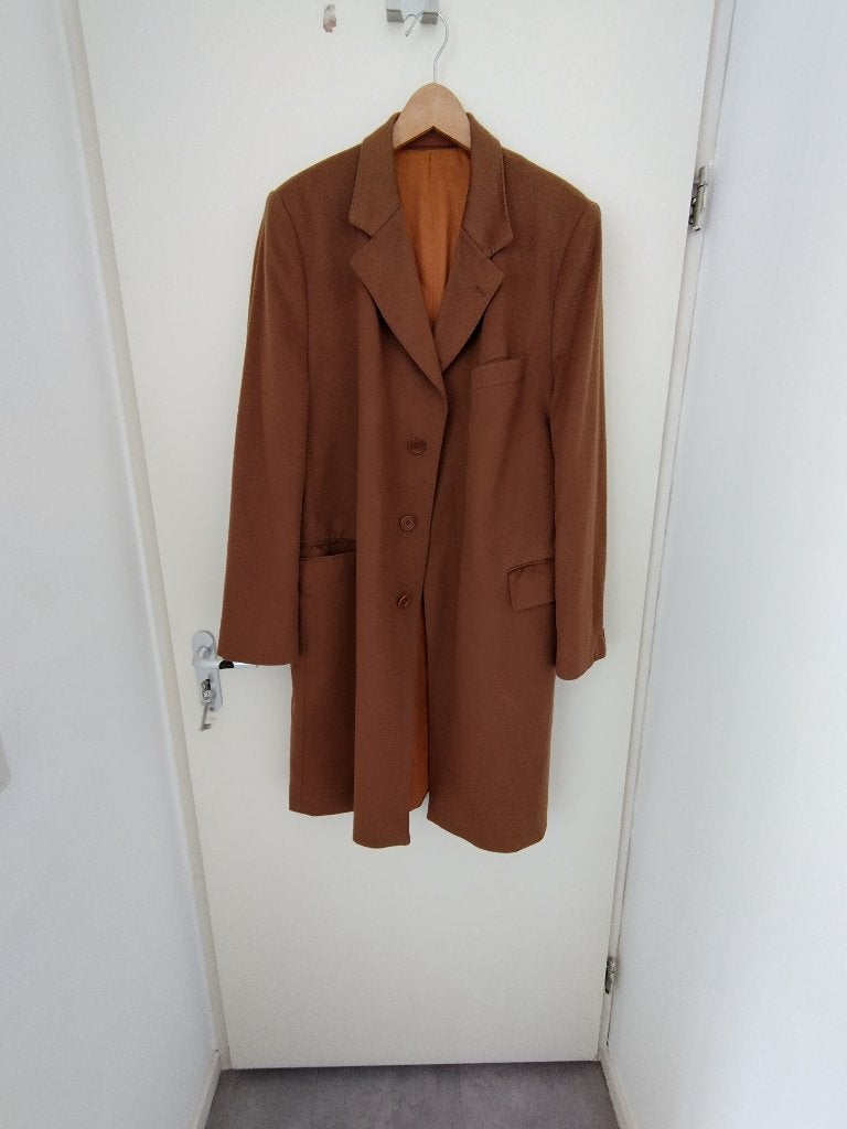 Overjas van puur kasjmier in de kleur camel, Ophalen of Verzenden, Gedragen, Maat 52/54 (L), Beige