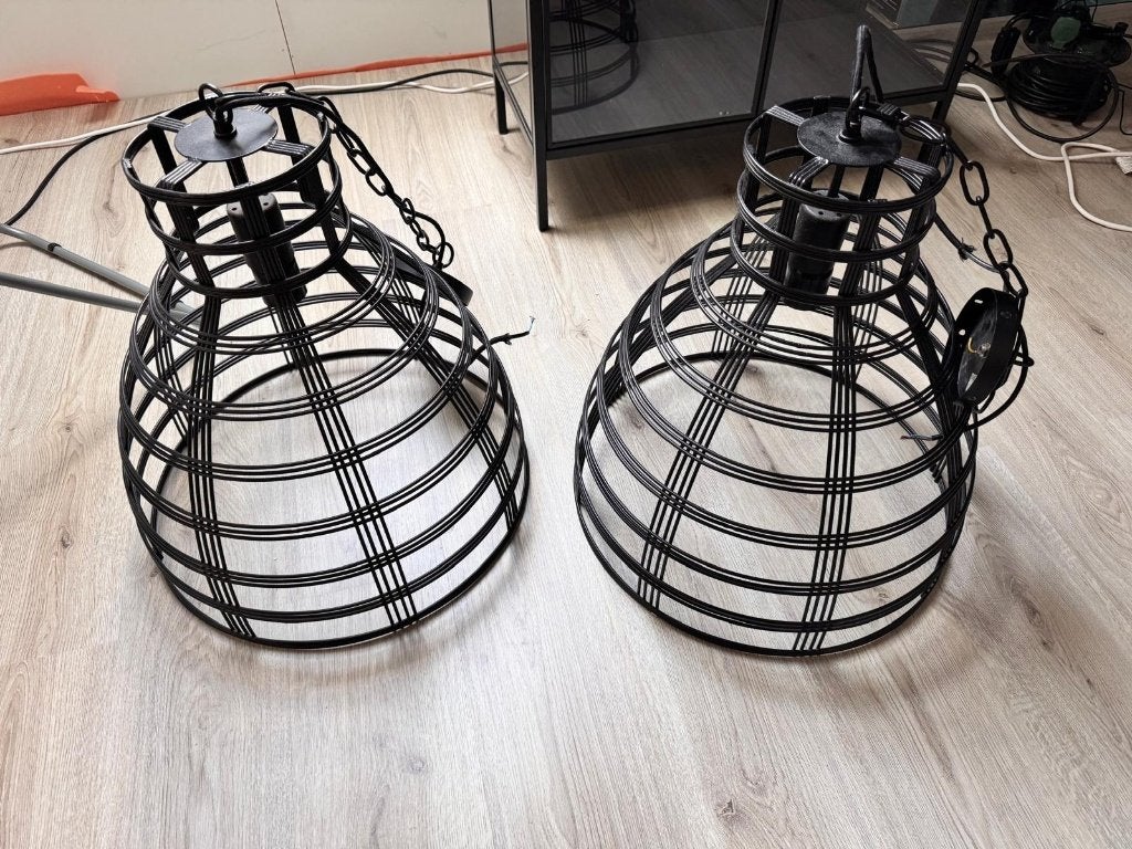 plafondlamp industrieel 2 stuks zwart, Ophalen, Zo goed als nieuw, Metaal