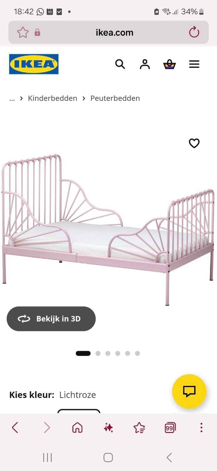 Meegroei kinderbed blauw en/of roze zonder matras, Ophalen, Nieuw, 70 tot 85 cm, Lattenbodem