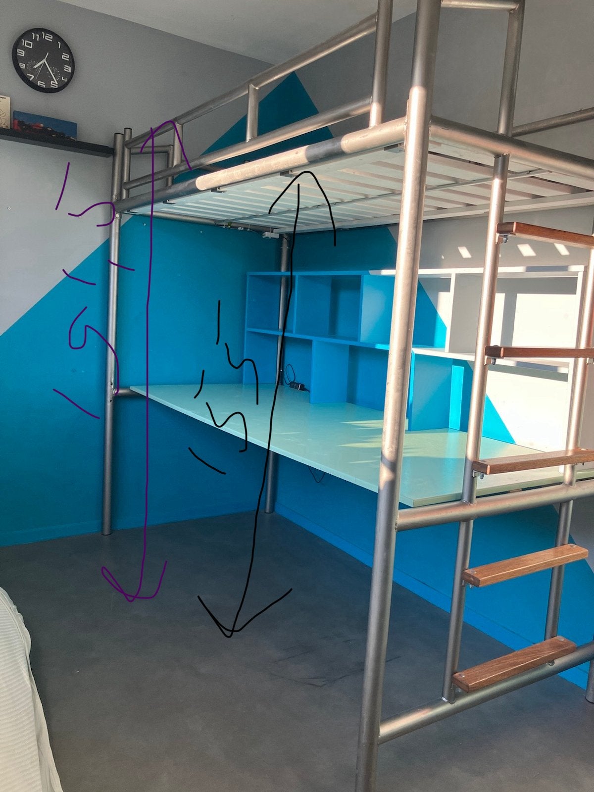 Hoogslaper en buro 90x200cm, Ophalen, Zo goed als nieuw, Hoogslaper