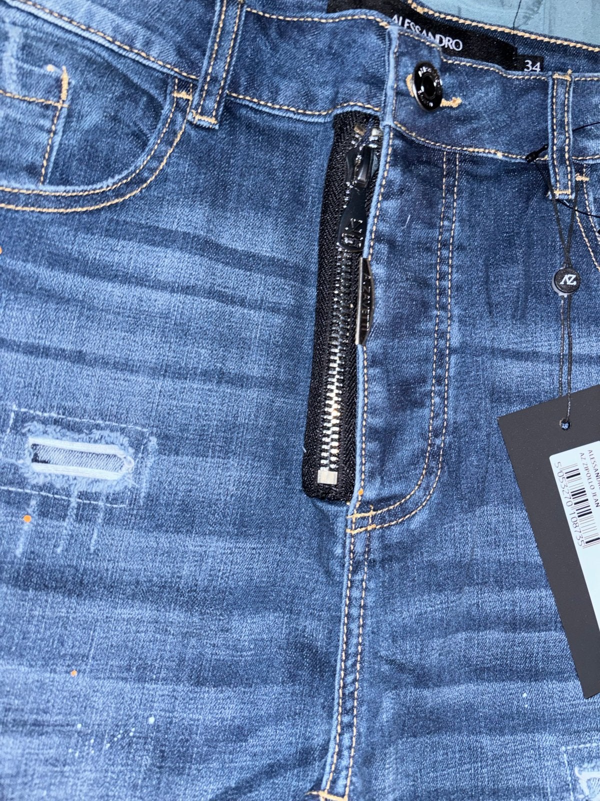 Alessandro Zavetti AZ Zipollo Jeans - Maat W34, Ophalen of Verzenden, Nieuw, Blauw, W33 - W34 (confectie 48/50)