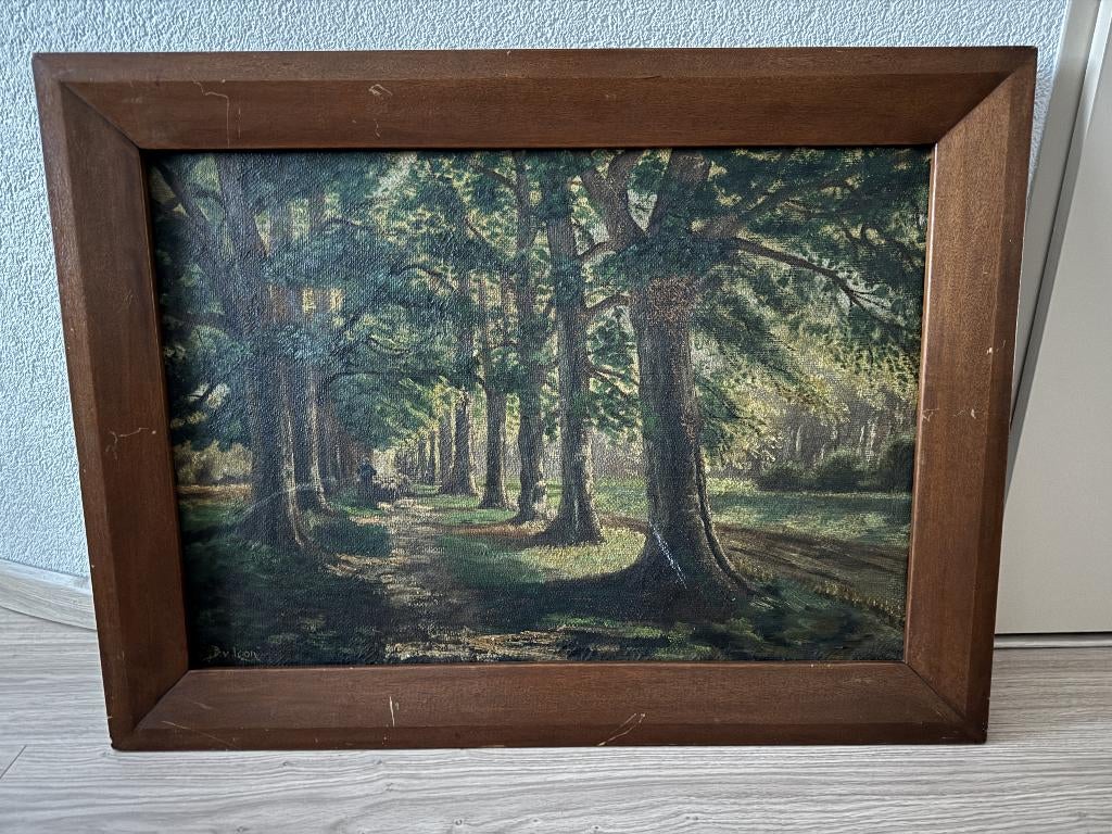 Oud schilderij - Laan en herder met schapen, Antiek en Kunst, Ophalen