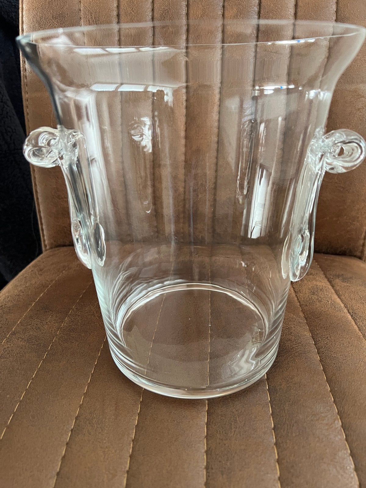 Grote glazen ijsemmer/wijnkoeler met handvatten, Ophalen of Verzenden