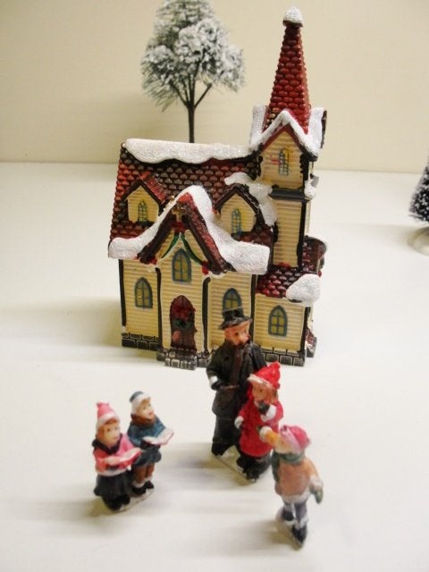 Kerstdorpje met kerk S/4, Ophalen of Verzenden, Gebruikt