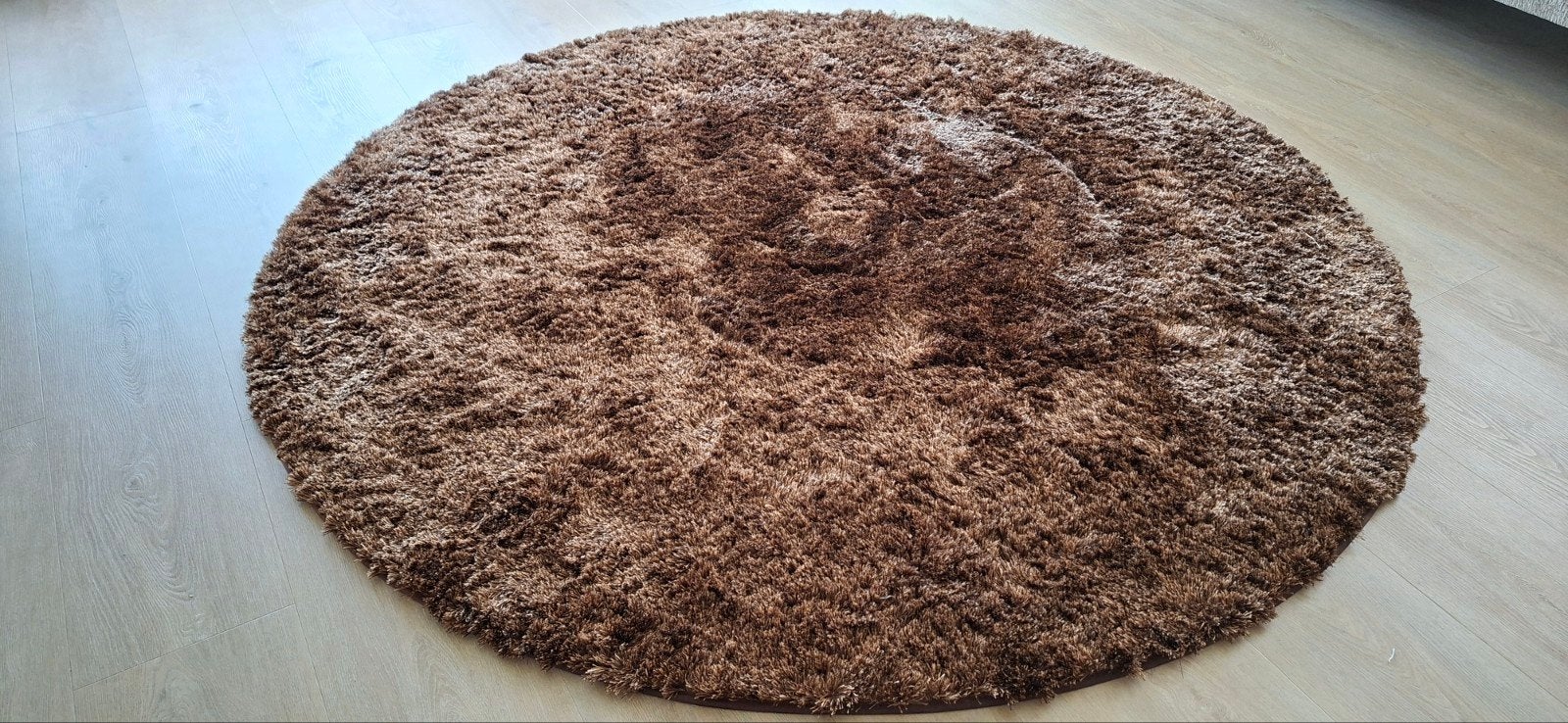 Rond vloerkleed bruin brons 200 cm, Ophalen, Gebruikt