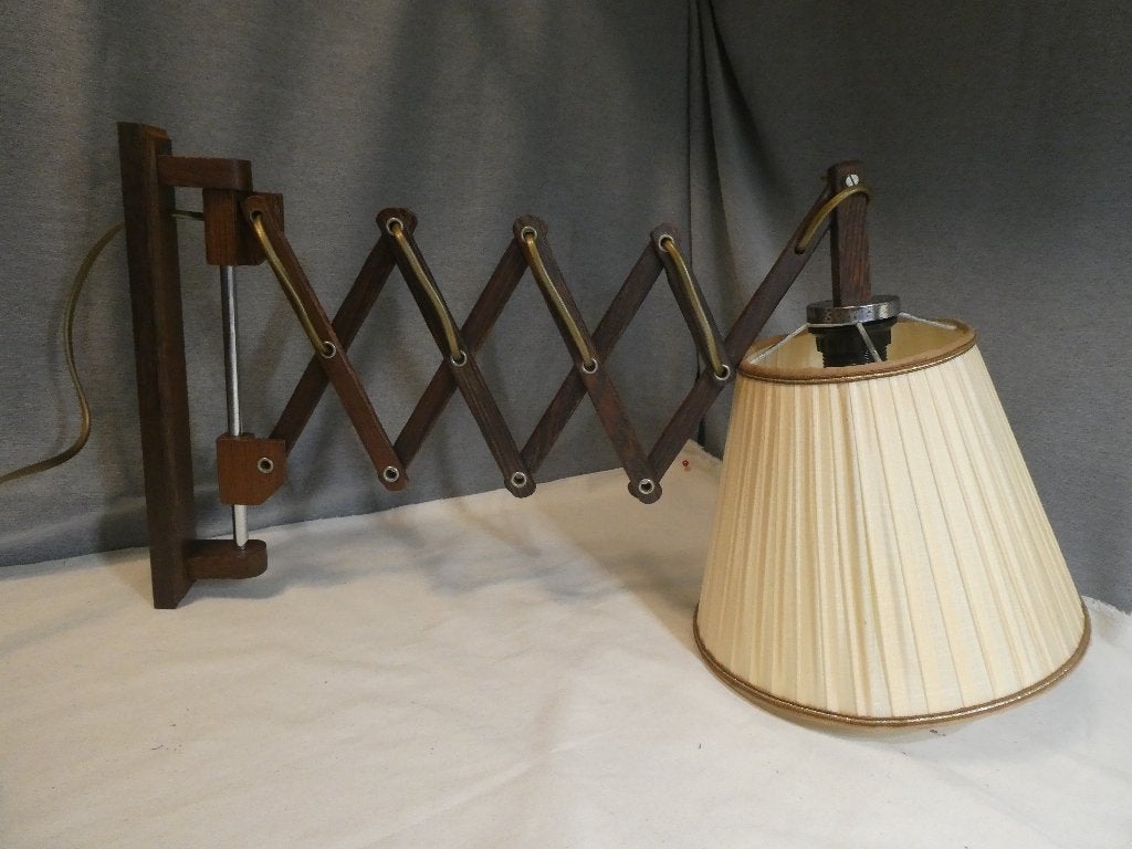Schaarlamp Harmonicalamp Wandlamp Vintage Teak, Gebruikt, Bruin, Leeslamp, Overige merken
