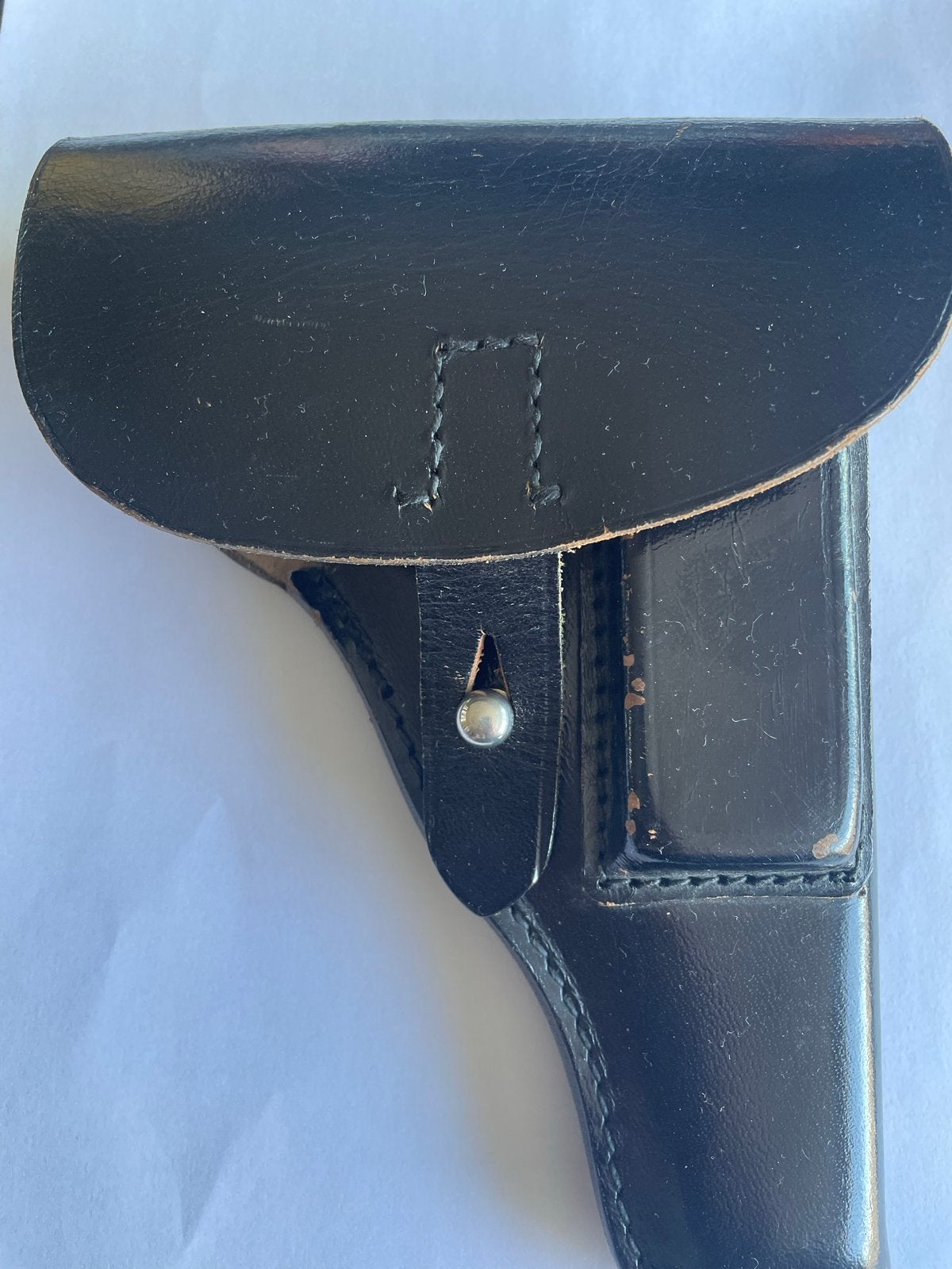 Zwart leren pistoolholster, WWII Duits, Walther P38-stijl, Verzamelen, Ophalen of Verzenden, Landmacht, Duitsland, Overige typen