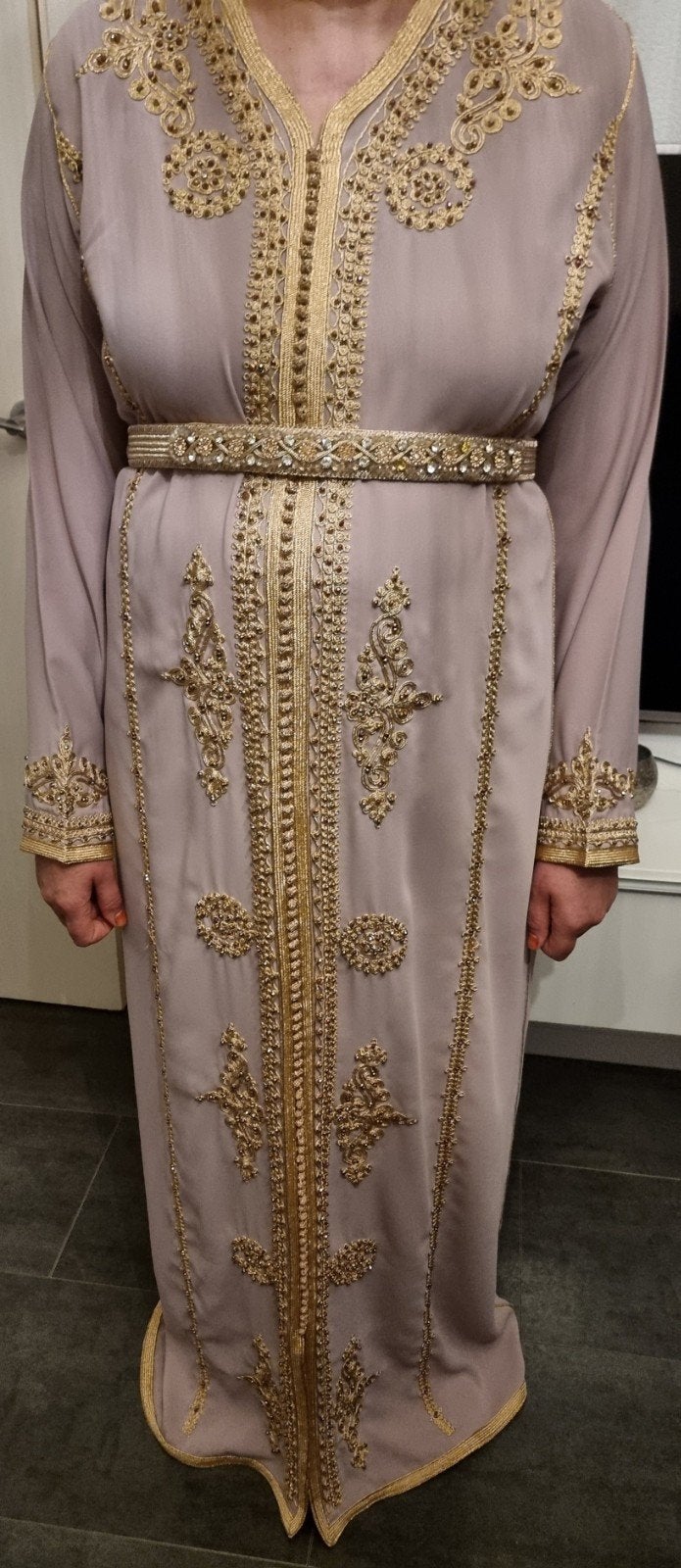 Mooi lichtroze kaftan uit Marokko, 1 keer gedragen, Maat 46/48 (XL) of groter, Ophalen of Verzenden, Zo goed als nieuw, Roze