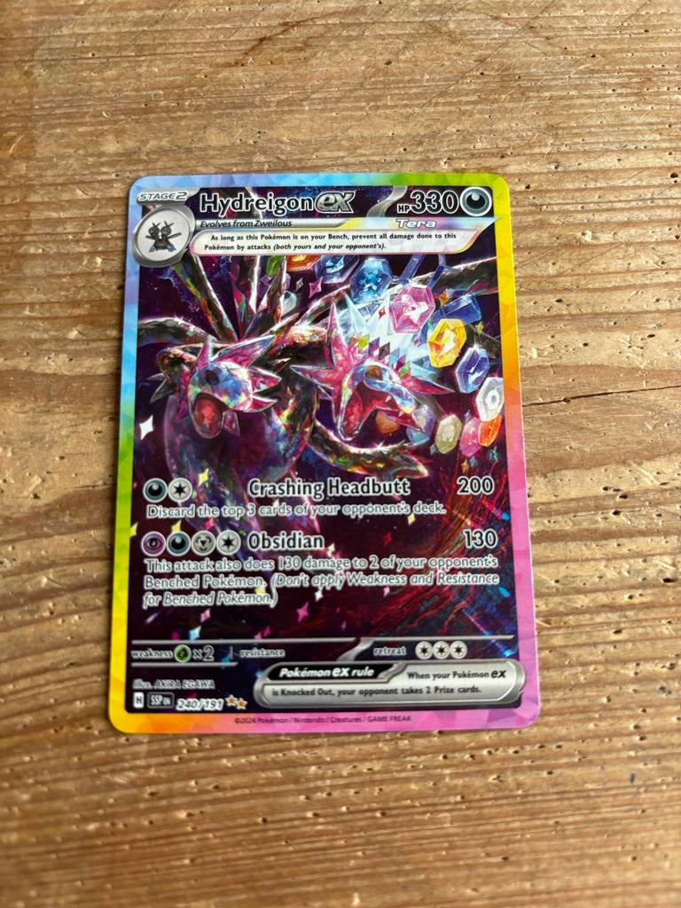 Hydreigon EX Alt Art Pokémon Kaart - Surging Sparks, Ophalen of Verzenden, Zo goed als nieuw, Losse kaart, Foil