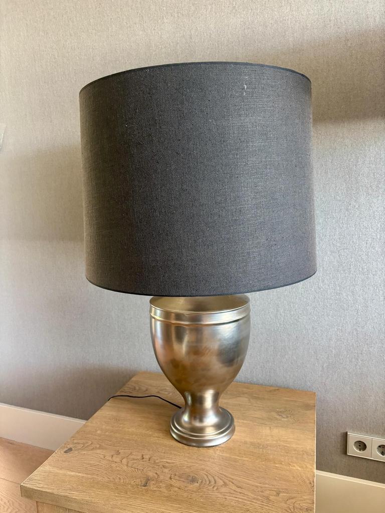 Complete set geborsteld metalen lampen met grijze kappen, Huis en Inrichting, Ophalen, Gebruikt