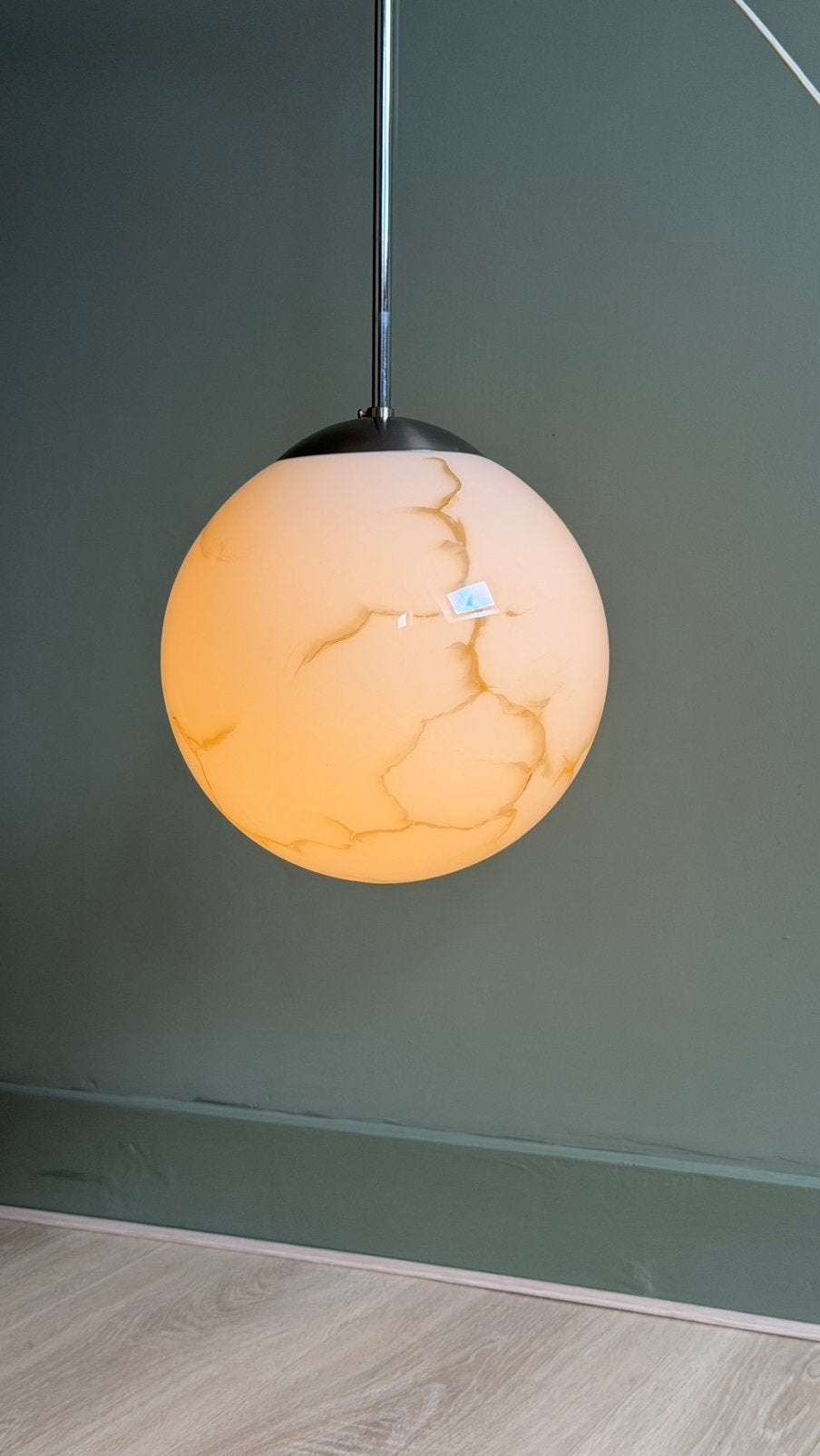 Vintage lamp, hanglamp, pendellamp, Huis en Inrichting, Lampen | Hanglampen, Gebruikt, Art deco, Ophalen of Verzenden, Glas