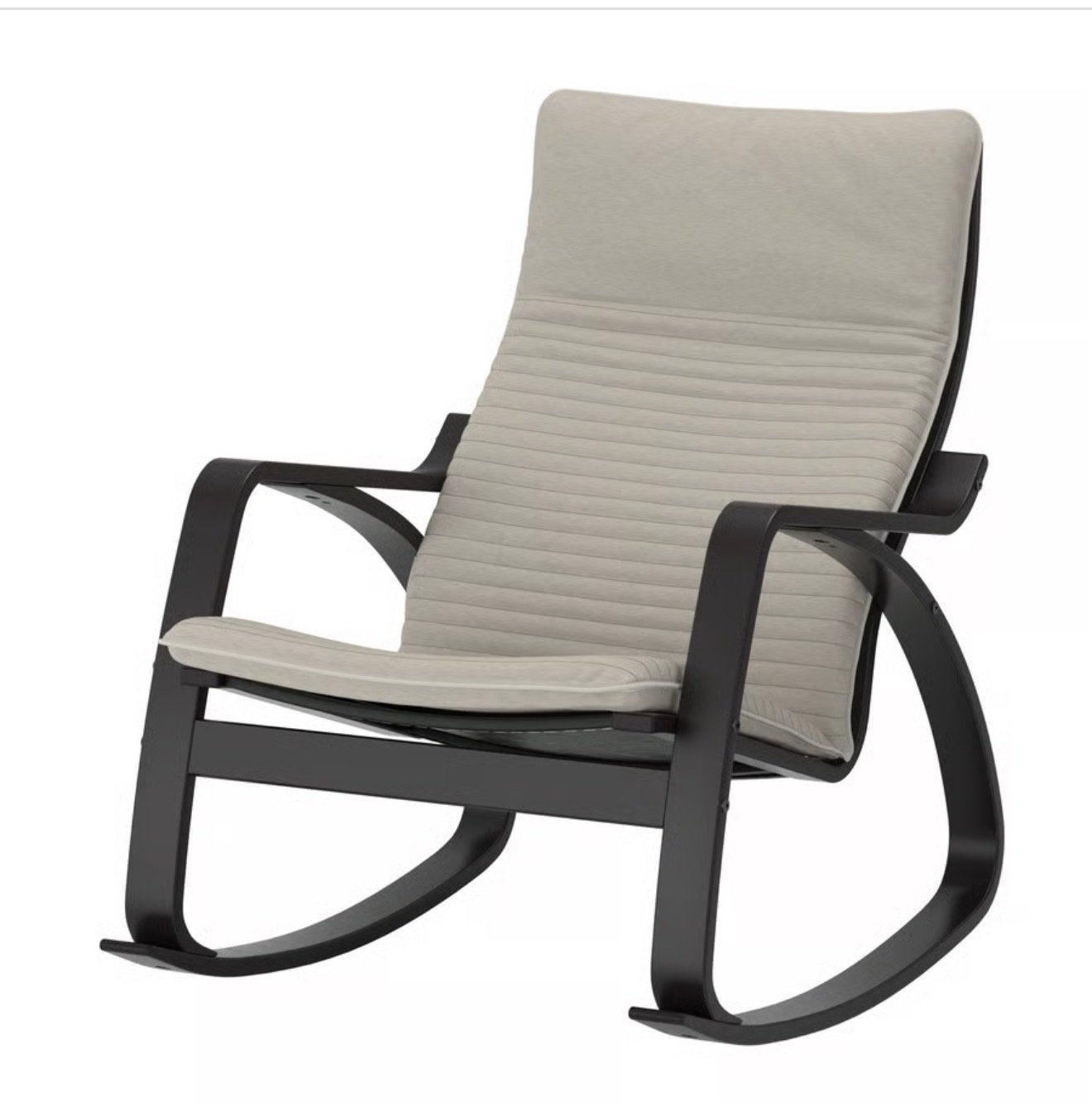 IKEA Poäng Schommelstoel - Zwartbruin met Beige Kussen, Zwart, Ophalen of Verzenden, Zo goed als nieuw, Eén
