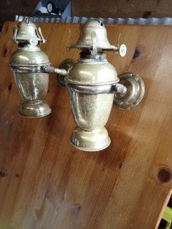 2 stuks scheeps olie wand lampen met cardanische ophanging, Ophalen of Verzenden, Gebruikt, Zeilboot, Gebruiksvoorwerp